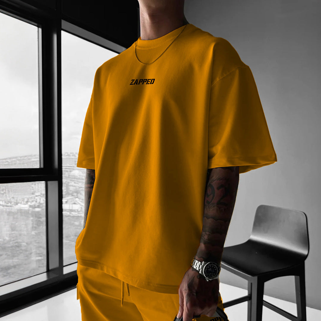 OVERSIZE CREW NECK COTTON T-SHIRT - ORANGE