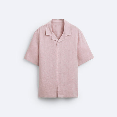 CLASSIC BOWLING LINEN SHIRT - PEACH