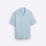 RELAXED FIT BOWLING LINEN SHIRT - BLUE