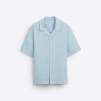 RELAXED FIT BOWLING LINEN SHIRT - BLUE