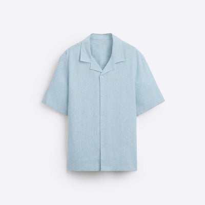 CLASSIC BOWLING LINEN SHIRT - BLUE