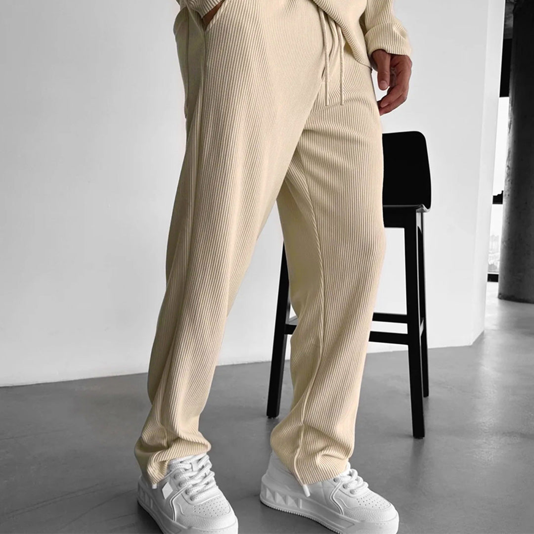 LOOSE FIT RIBBED PANTS - BEIGE