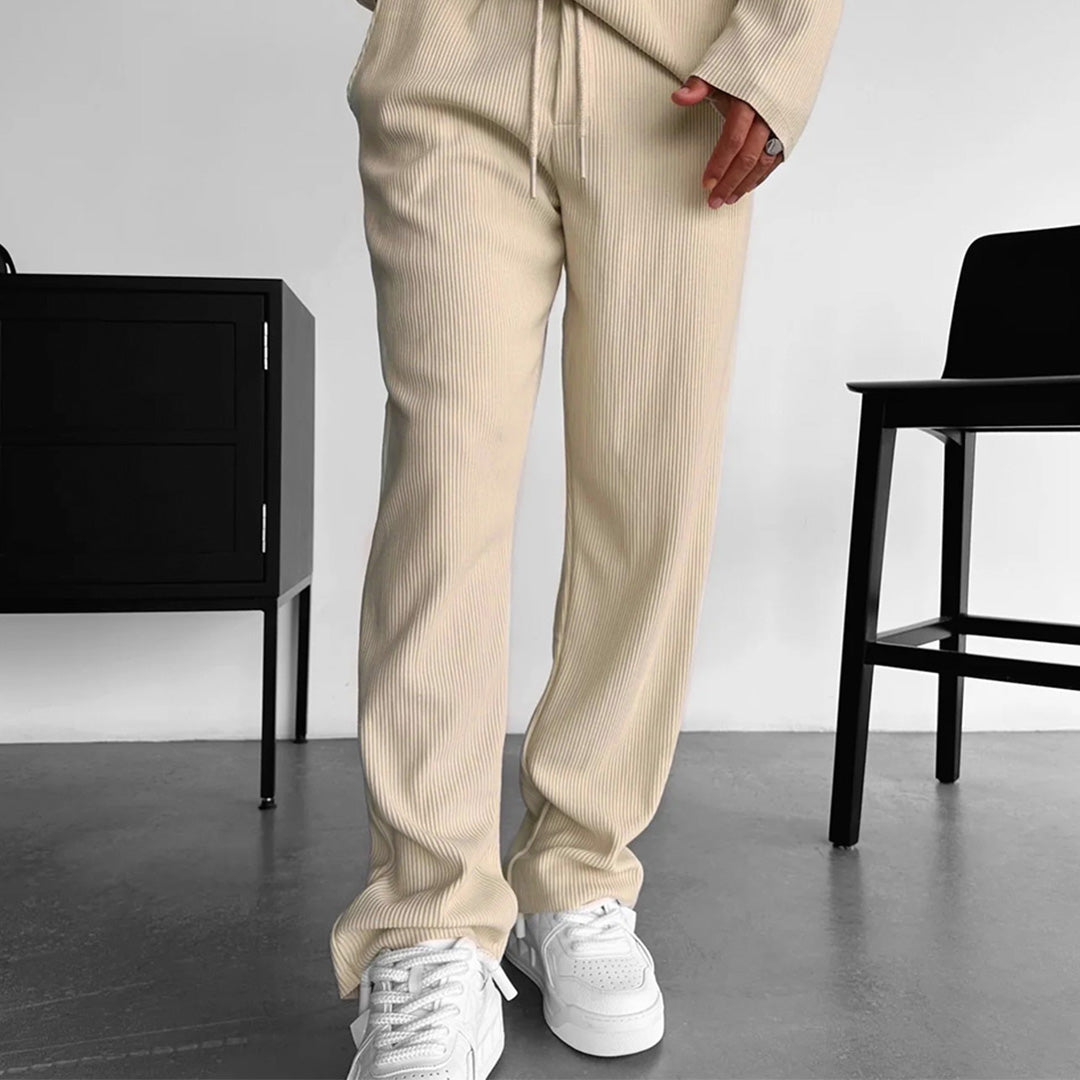 LOOSE FIT RIBBED PANTS - BEIGE