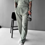 LOOSE FIT RIBBED TROUSER - TEA GREEN
