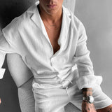 WHITE COTTON CRUSH RELAXED FIT TEXTURED SHIRT