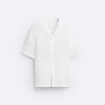 CLASSIC BOWLING LINEN SHIRT - WHITE