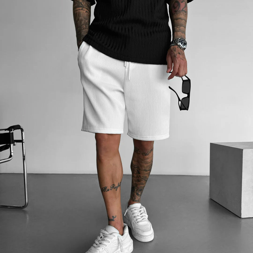 LOOSE FIT RIBBED SHORTS - WHITE