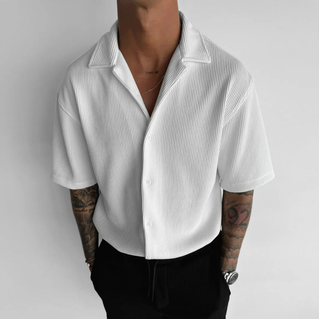 OVERSIZE RIBBED SHIRT - WHITE