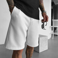 LOOSE FIT RIBBED SHORTS - WHITE