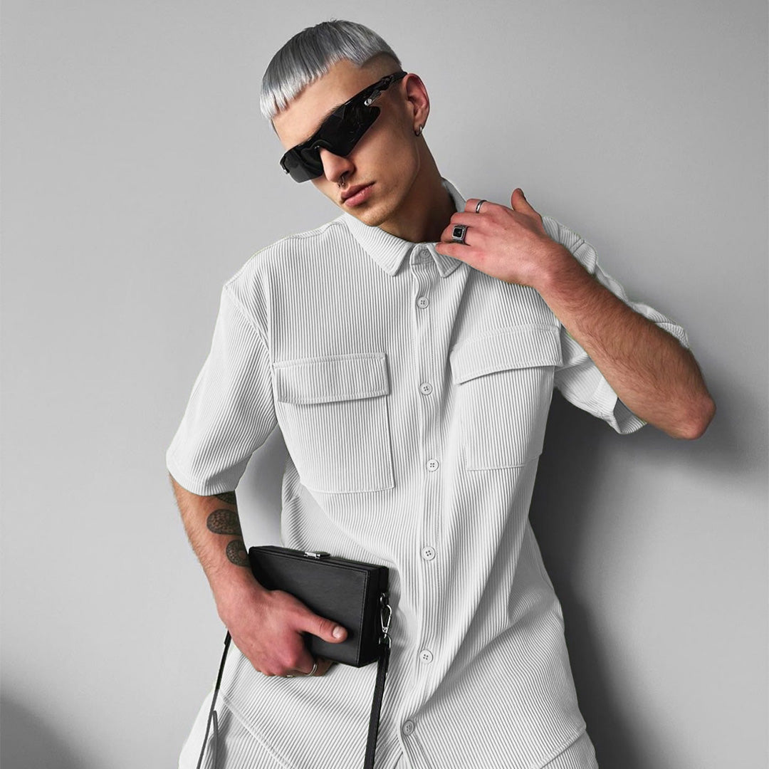 OVERSIZE DOUBLE POCKET SHIRT - WHITE