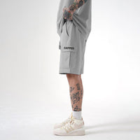 ZAPPED COTTON CARGO SHORTS - GRAY