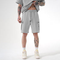 ZAPPED COTTON CARGO SHORTS - GRAY