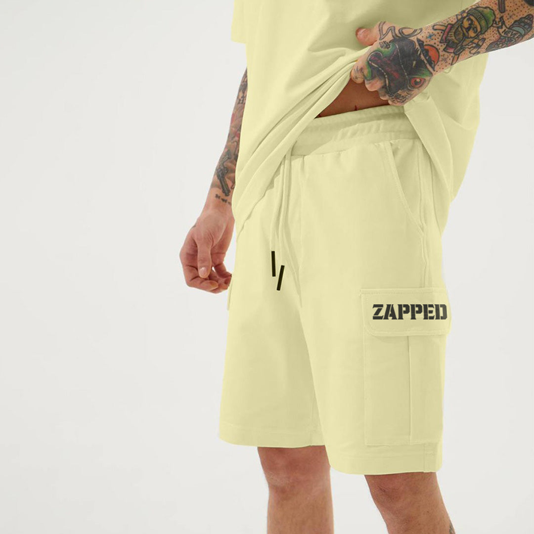 ZAPPED COTTON CARGO SHORTS - LEMON