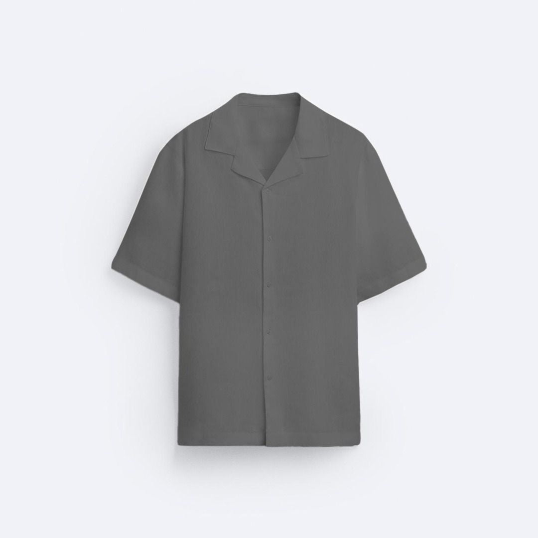 CLASSIC BOWLING LINEN SHIRT - GRAY