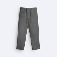 RELAXED LINEN DRAWSTRING TROUSER - GRAY