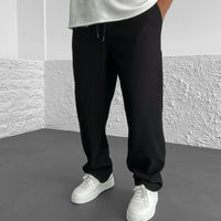 LOOSE FIT RIBBED PANTS - BLACK