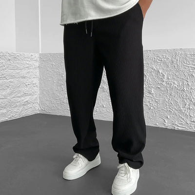LOOSE FIT RIBBED TROUSER - BLACK