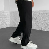 LOOSE FIT RIBBED PANTS - BLACK