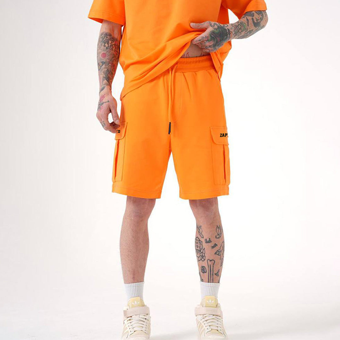 ZAPPED COTTON CARGO SHORTS - ORANGE