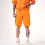 ZAPPED COTTON CARGO SHORTS - ORANGE