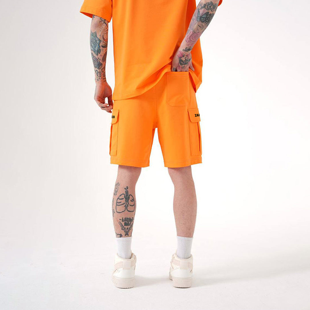 ZAPPED COTTON CARGO SHORTS - ORANGE