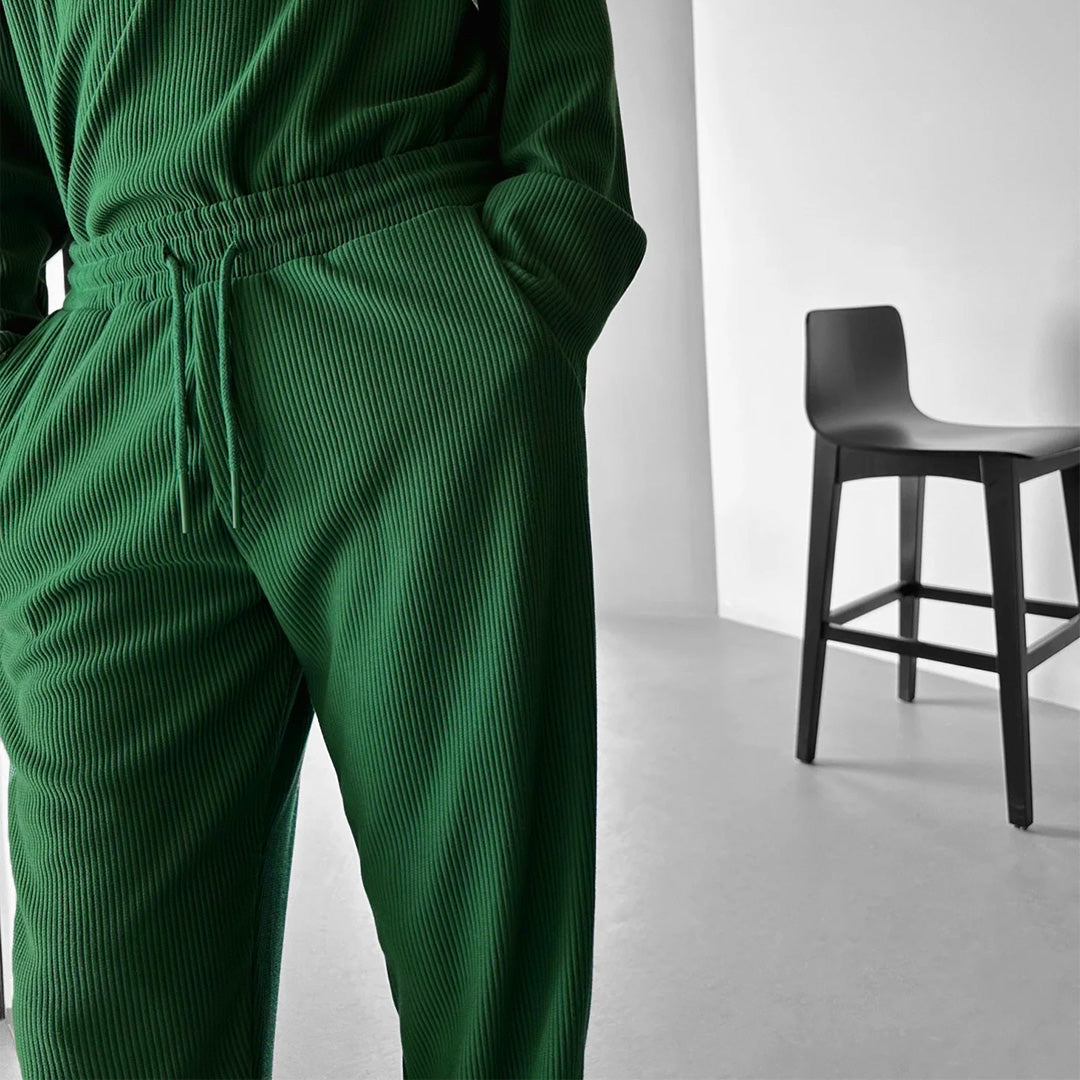 LOOSE FIT RIBBED TROUSER - GREEN