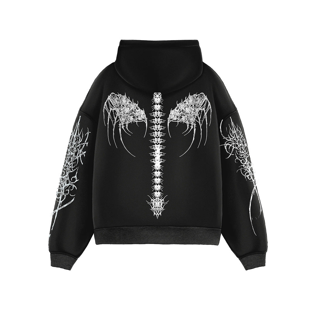 Oversize Dark Angel Hoodie - Black