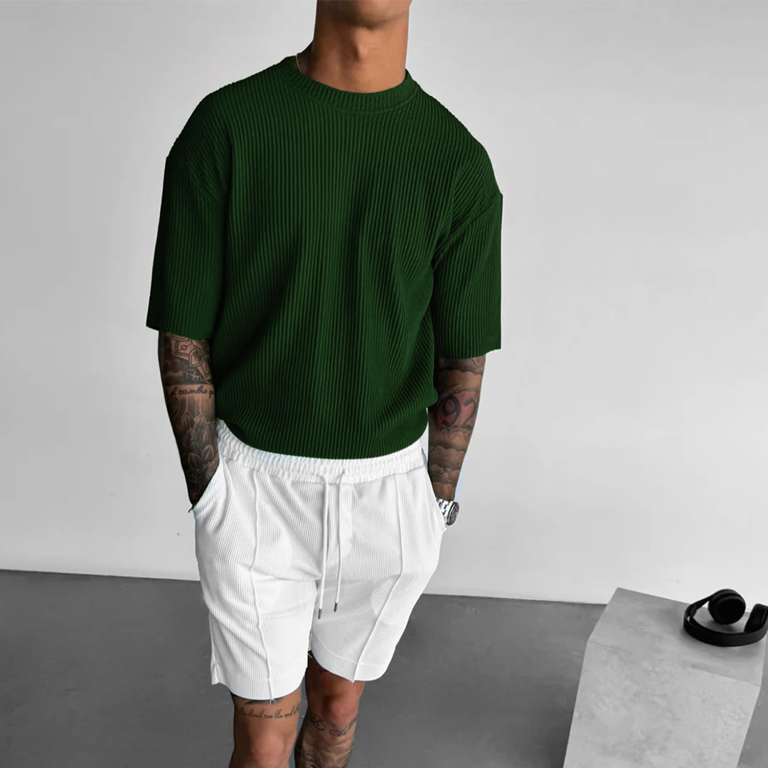 OVERSIZE RIBBED T-SHIRT - RAIN FOREST