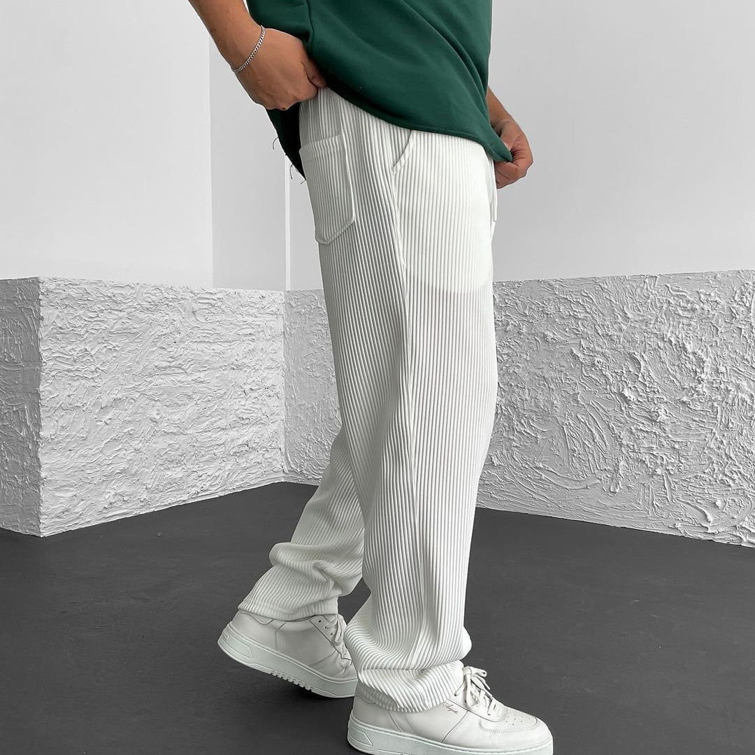 LOOSE FIT RIBBED PANTS - WHITE